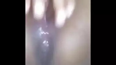 Fingering pussy and masturbating with a brush