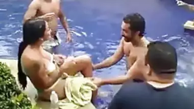 punjabi pool party with a topless foreigner girl