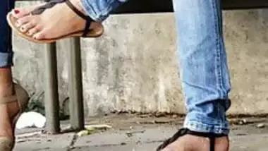 Candid teen indian feet in sandals