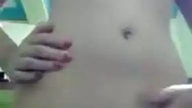 Sexy skinny white desi teen stripping