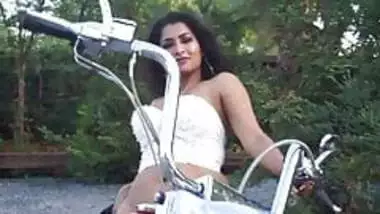 Indian mature Maya rati strips on motorcycle 