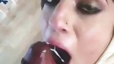 Desi Bhabhi Cum swallowing eat sperm mouth jizz tasty load