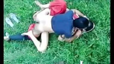 Indian MILF on green grass in outdoor sex