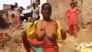 Angry village aunty showing big boobs in fight