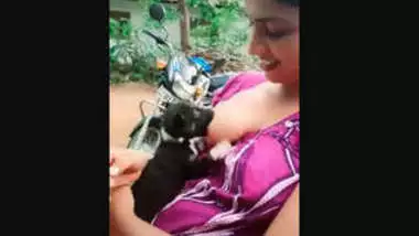 Puppy sucking milk from a desi wife’s boobs directly tiktok video