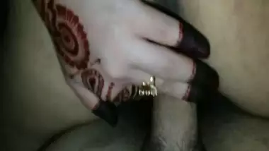 Desi Mehendi girl riding dick of hubby first-night pair sex