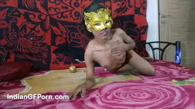 Indian Skinny Girl In Bed With Mask Using Her Electric Vibe For Masturbation