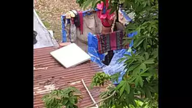 Indian girl bathing outdoor